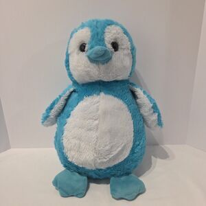 Fiesta Toys Large 17 inch Fuzzy Penguin Plush Animal Blue Aqua White